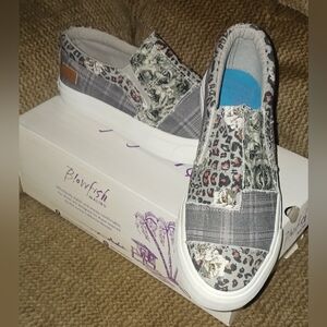 New Blowfish Malibu Maddox Slip-On Sneakers with Mixed Patterns